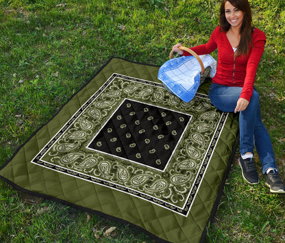 Quilt - Army Green and Black Bandana Quilt