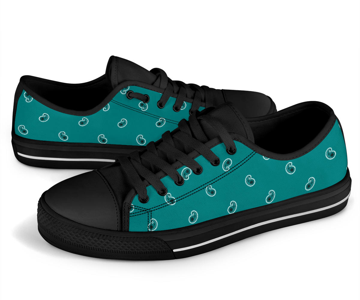 Canvas Low Top Sneakers - Teal Paisley