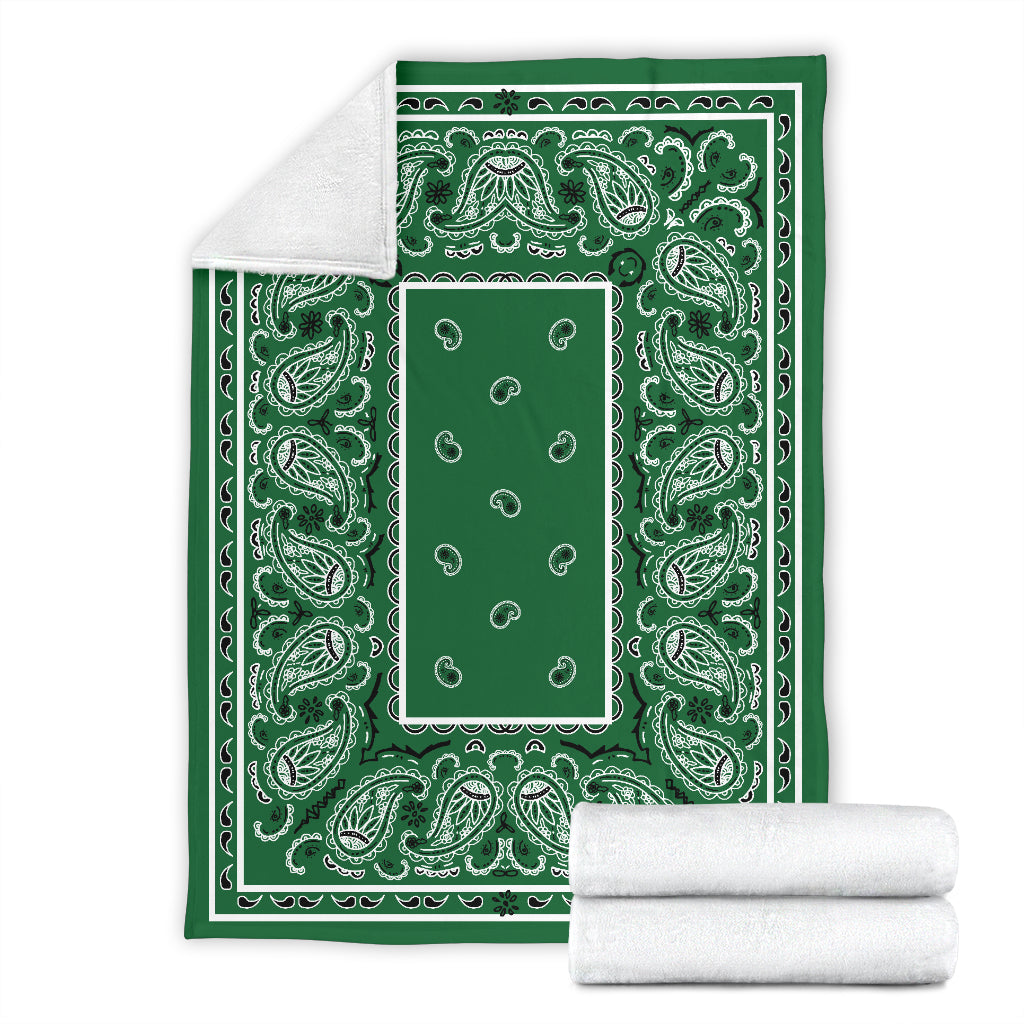 Green Bandana Fleece Throw Blanket