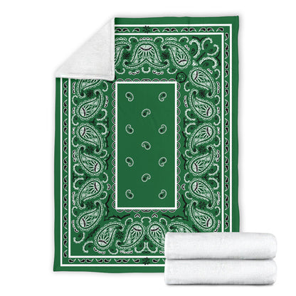 Green Bandana Fleece Throw Blanket