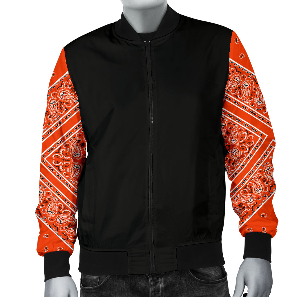 Men's Perfect Orange Bandana Sleeved Bomber Jacket