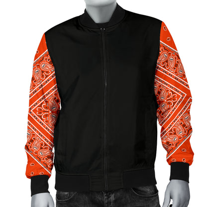 Men's Perfect Orange Bandana Sleeved Bomber Jacket