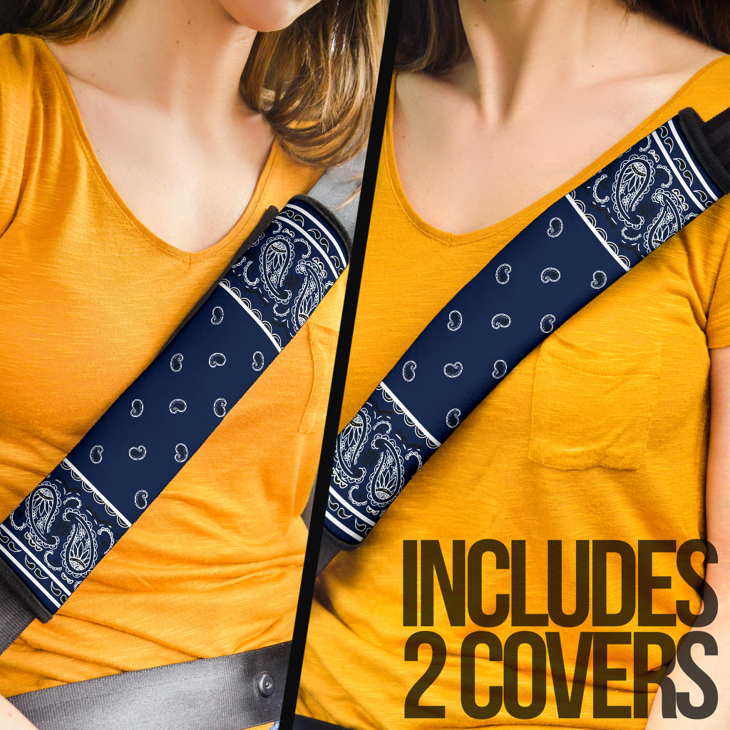 Navy Blue Bandana Seat Belt Covers -3 Styles