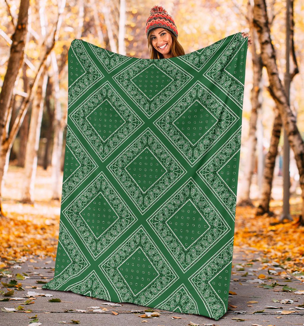 Green Bandana Throw Blankets