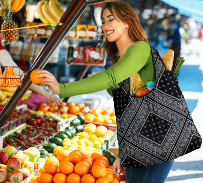 Black Bandana Reusable Grocery Bag 3-Pack