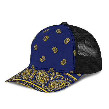 blue and gold bandana cap