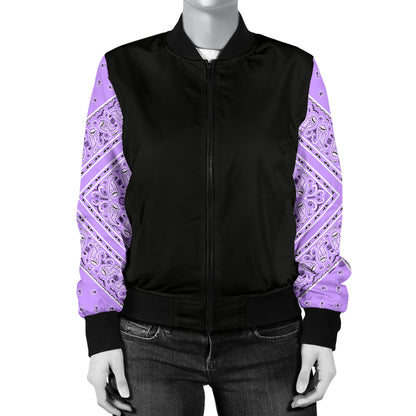 Women's Lilac Bandana Sleeved Bomber Jacket