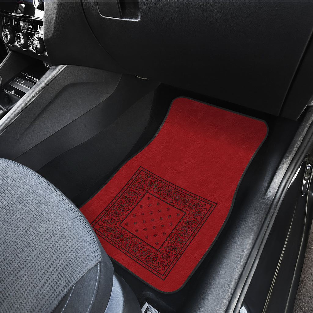 Dual Red with Black Bandana Car Mats - Minimal