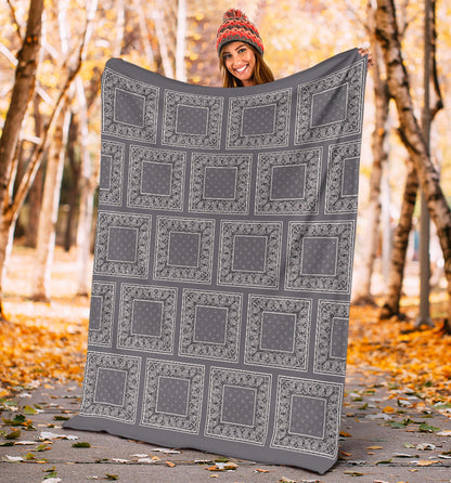 Gray Bandana Patch Throw Blankets