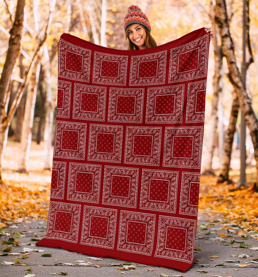 Maroon Red Bandana Throw Blankets