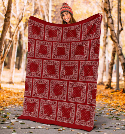 Maroon Red Bandana Throw Blankets