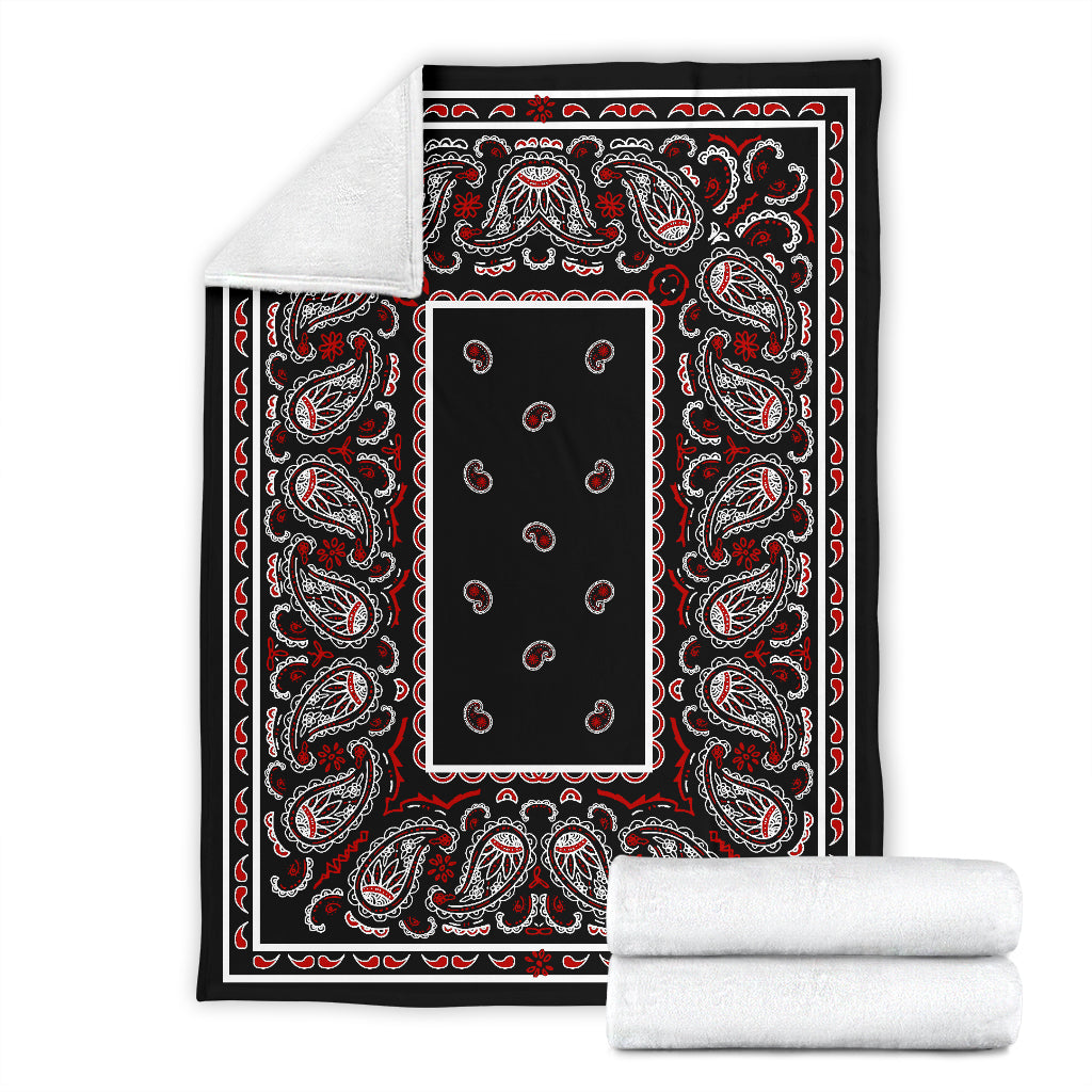 Black and Red Bandana Throw Blanket