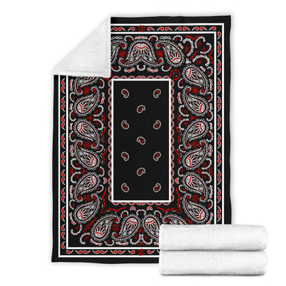 Black and Red Bandana Throw Blanket