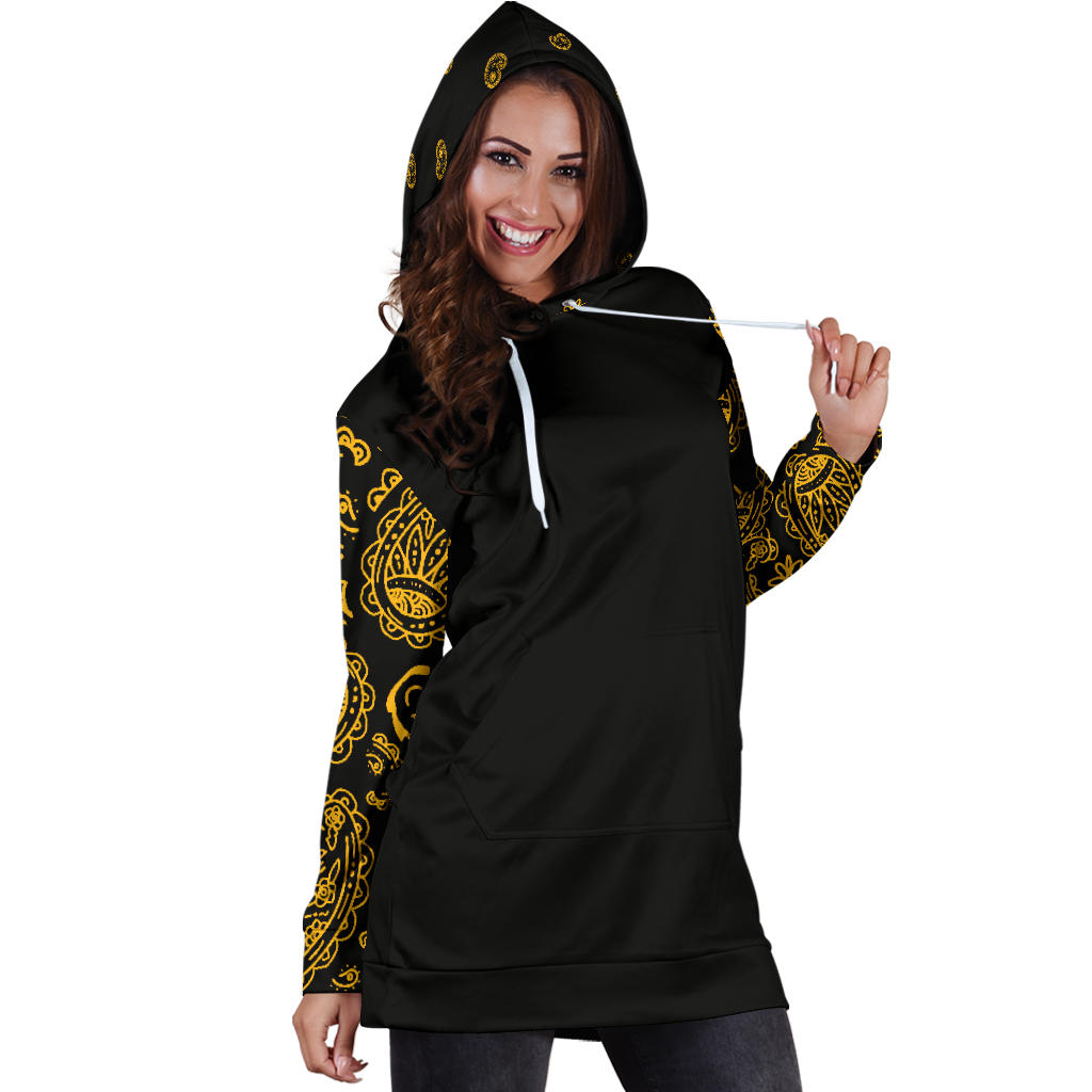Black Gold Bandana Hoodie Dresses