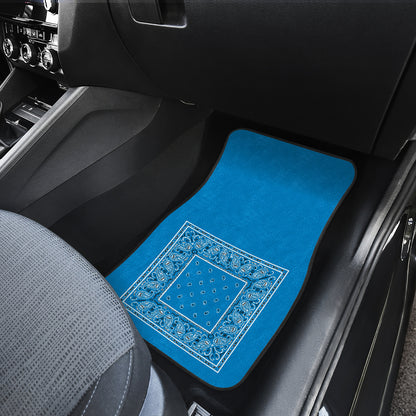 Dual Sky Blue Bandana Car Mats - Minimal