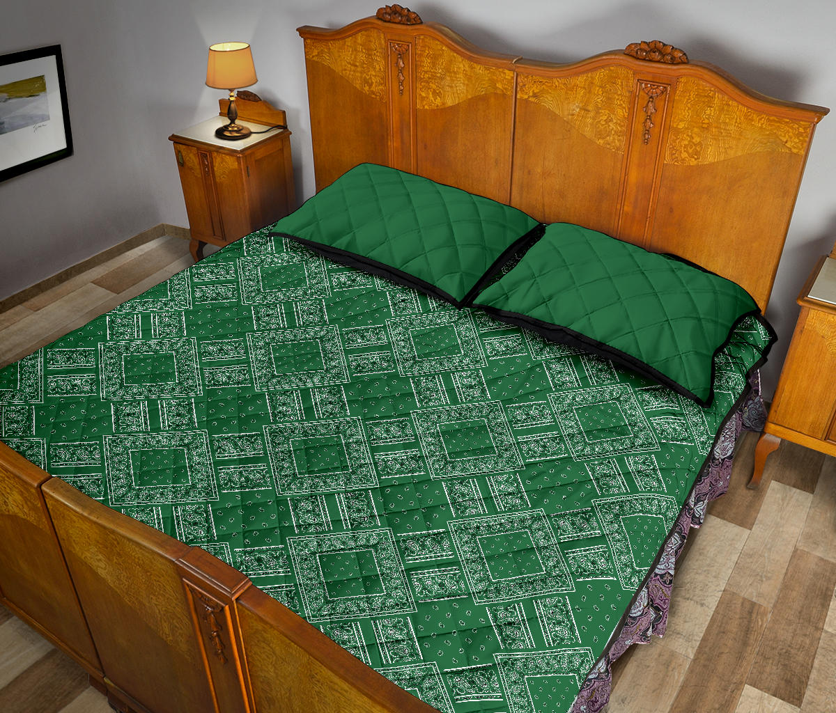 Quilt Set - Classic Green Bandana DB Quilt w/Shams