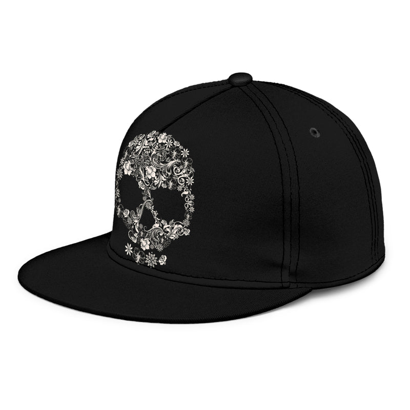 Floral Skull Snapback Hat