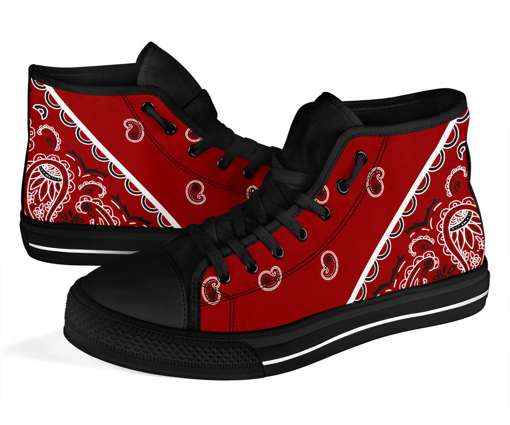 Maroon Red Bandana High Top Sneakers