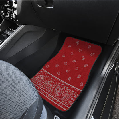 Dual Red and Gray Bandana Car Mats - Fancy