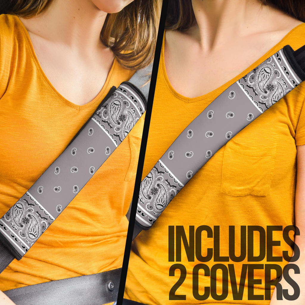 Classic Gray Bandana Seat Belt Covers - 3 Styles