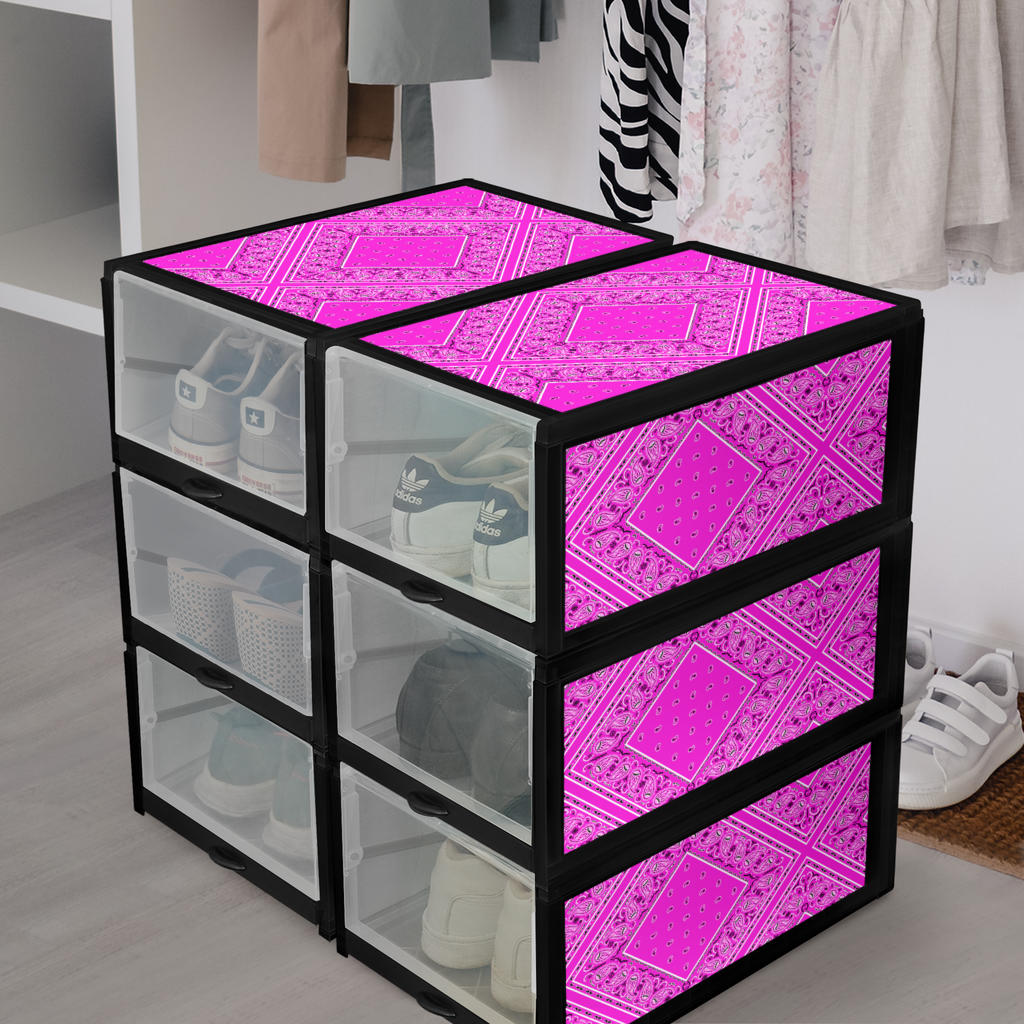 pink bandana print shoe boxes