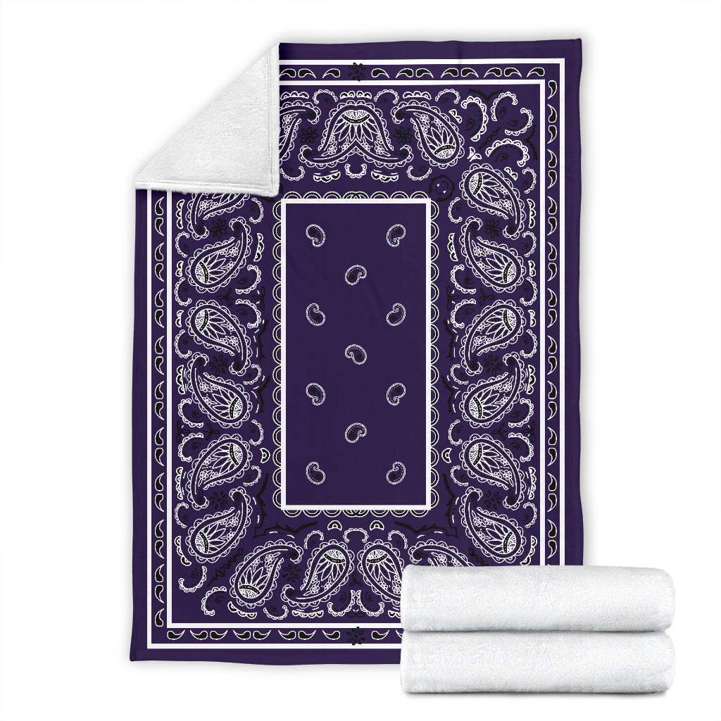 Purple Bandana Fleece Throw Blanket