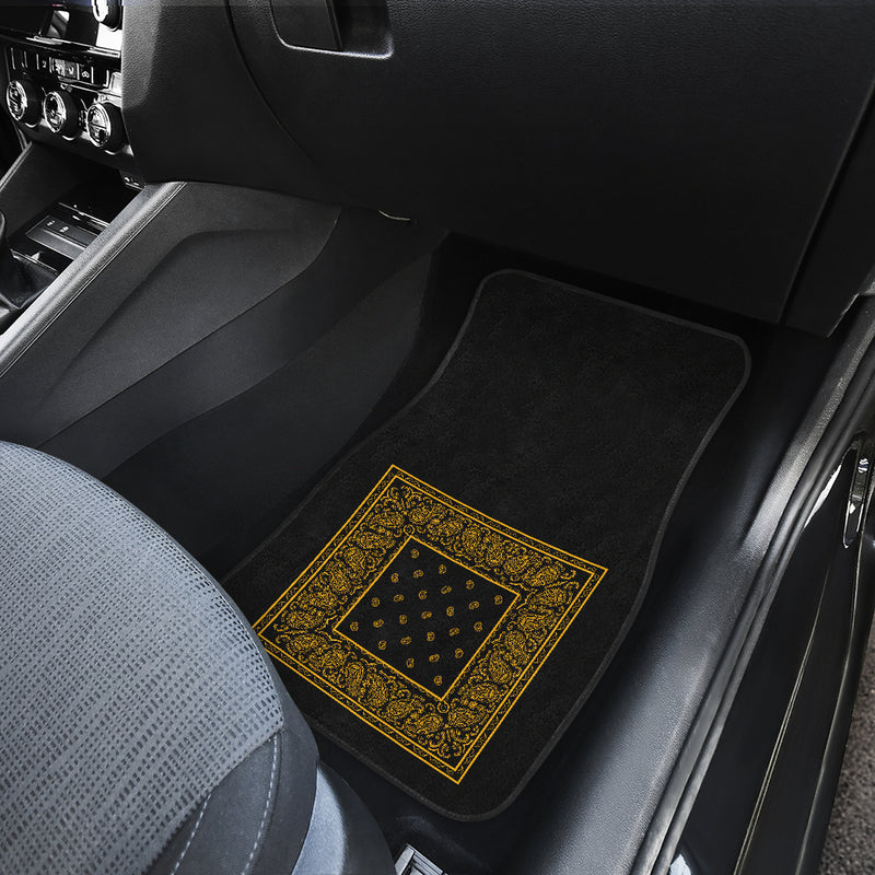 Dual Black Gold Bandana Car Mats - Minimal