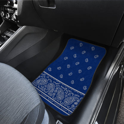Dual Blue and Gray Bandana Car Mats - Fancy