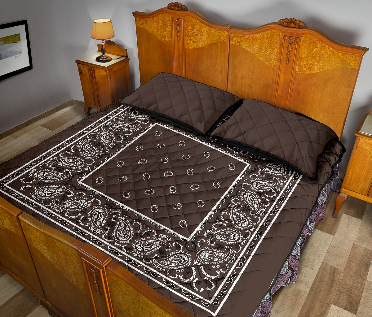Quilt Set - Coffee Brown Bandana Quilt w/Shams