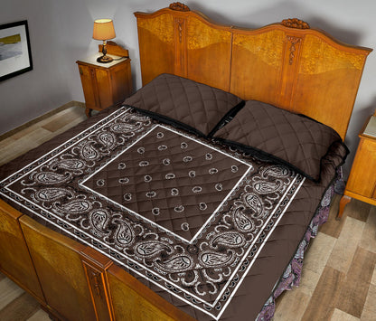 Quilt Set - Coffee Brown Bandana Quilt w/Shams