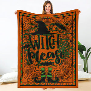 Witch Please Halloween Decor Fleece Throw Blanket