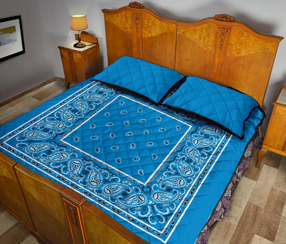Quilt Set - Sky Blue Bandana Quilt w/Shams