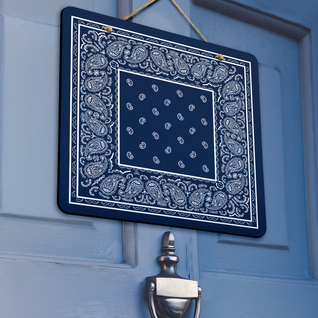 Navy Blue and White Bandana Door Signs