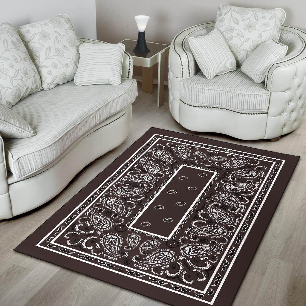 Coffee Brown Bandana Area Rugs - Fitted
