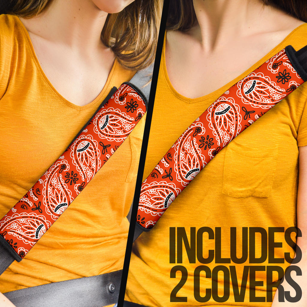 Perfect Orange Bandana Seat Belt Covers - 3 Styles