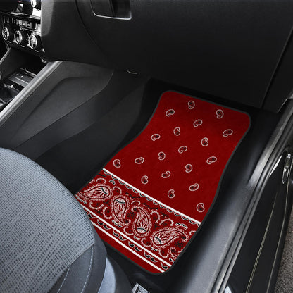 Dual Maroon Bandana Car Floor Mats - Fancy