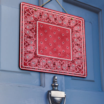 Red Denim Bandana Door Signs