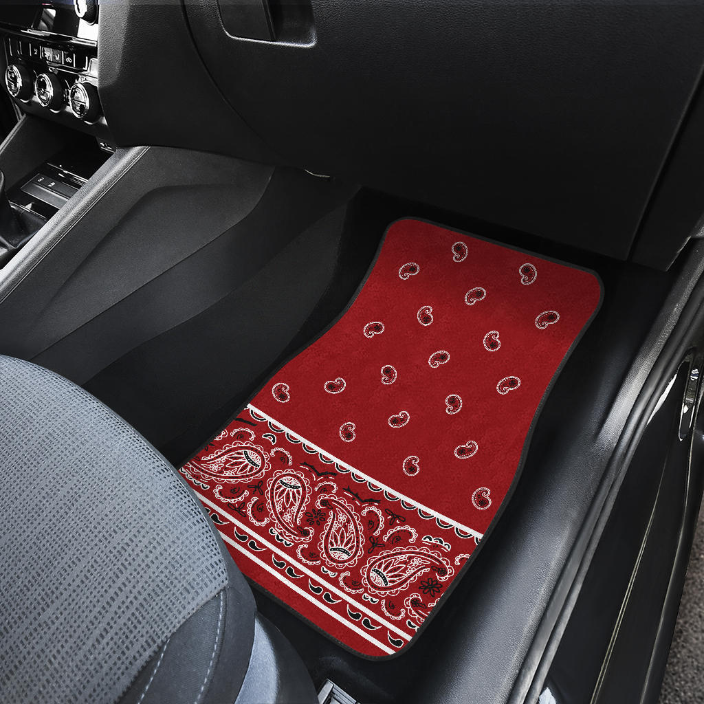 Dual Classic Red Bandana Car Floor Mats - Fancy