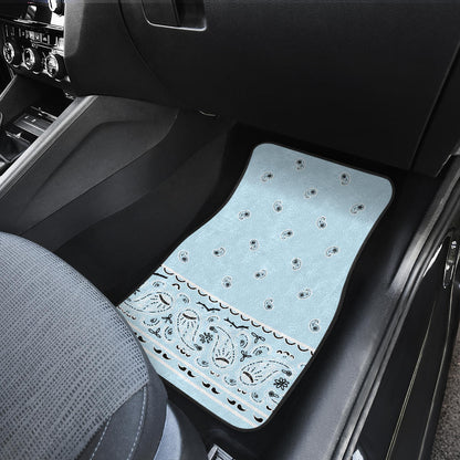 Dual Light Blue Bandana Car Floor Mats - Fancy