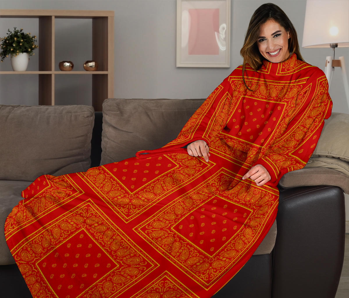Red and Gold Bandana Monk Blankets