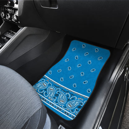 Quad Sky Blue Bandana Car Mats - Fancy