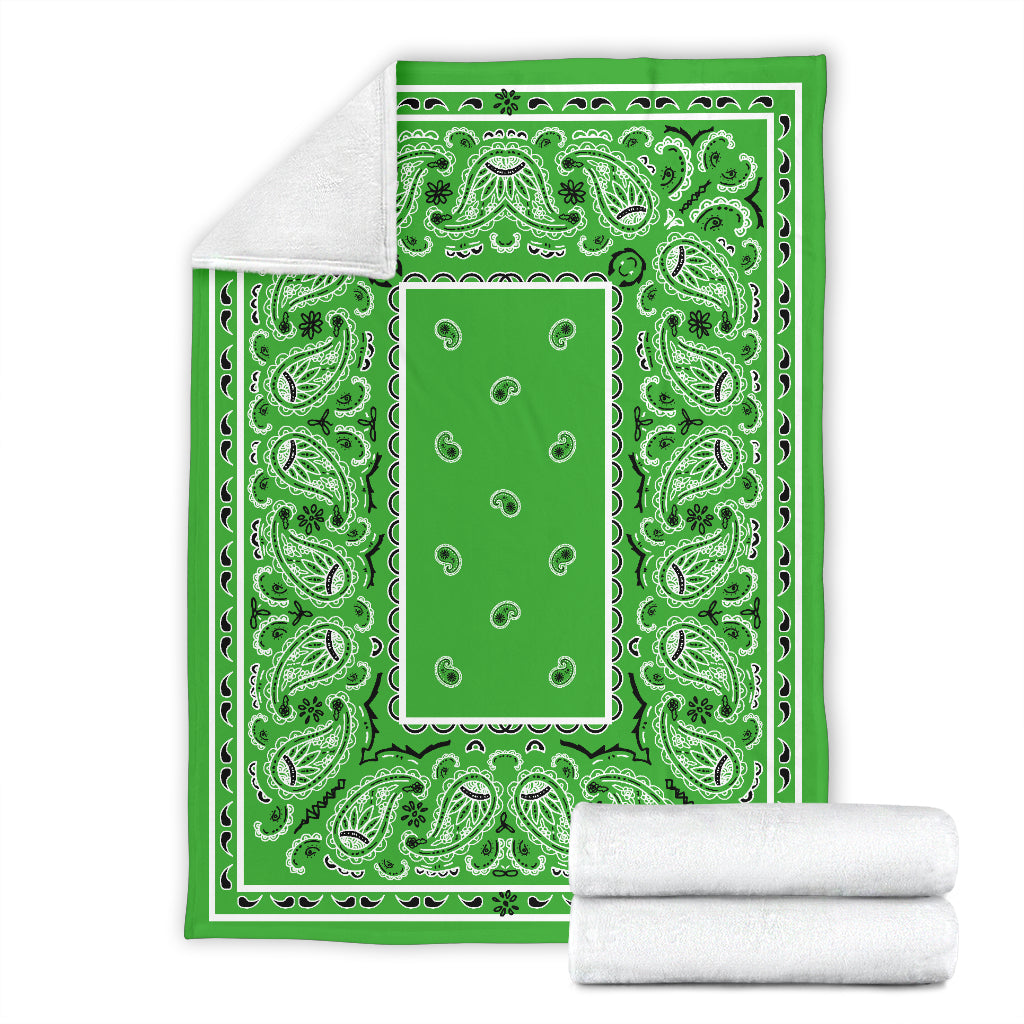 Green Bandana Fleece Throw Blankets