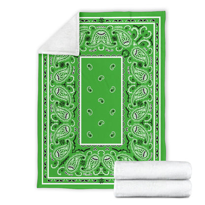 Green Bandana Fleece Throw Blankets