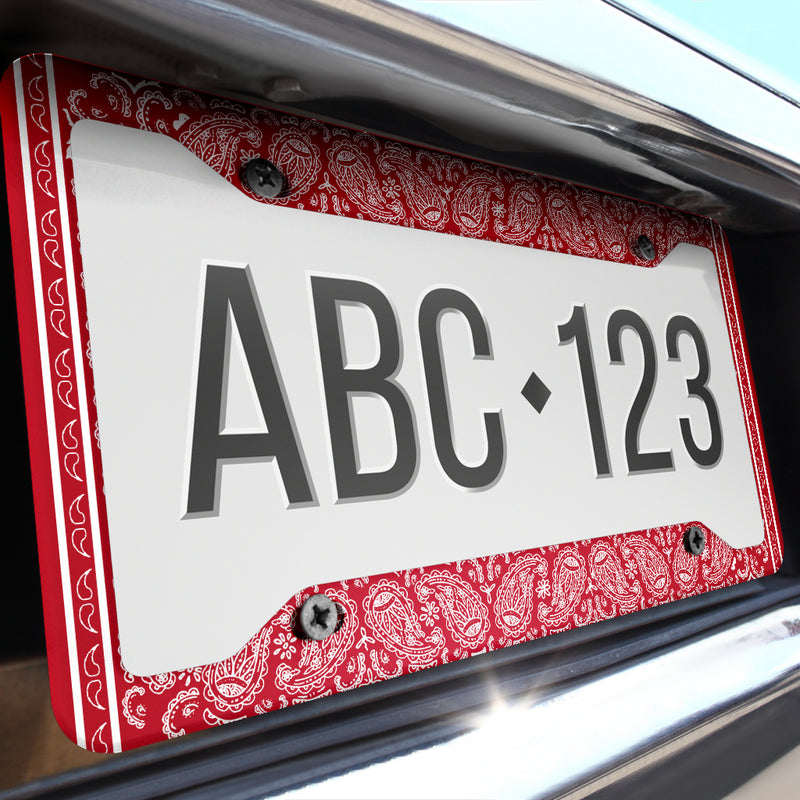 Red and White Bandana License Plate Frame