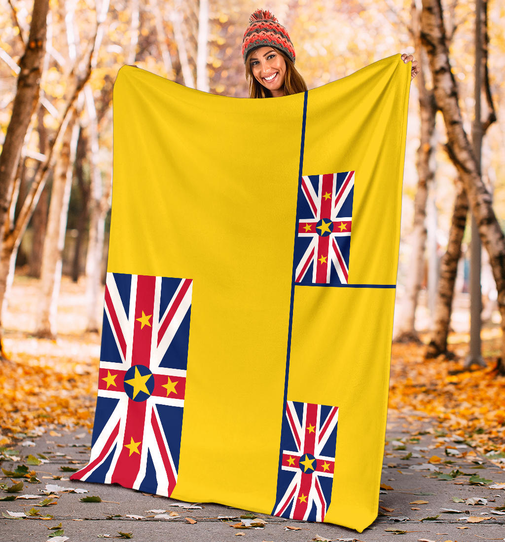 Niue Flag Fleece Throw Blankets