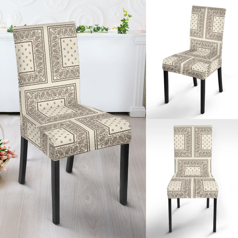 Cream and Brown Bandana Dining Chair Covers - 4 Pattern