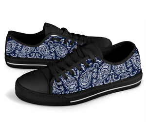 Canvas Low Top Sneakers - Bandana Style Navy and White