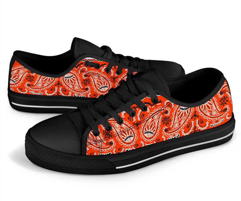 Canvas Low Top Sneakers - Bandana Style Perfect Orange