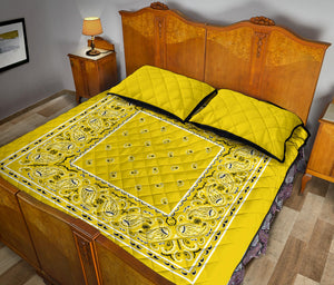 Quilt Set - Sunshine Yellow Bandana Bed Quilt w/Shams