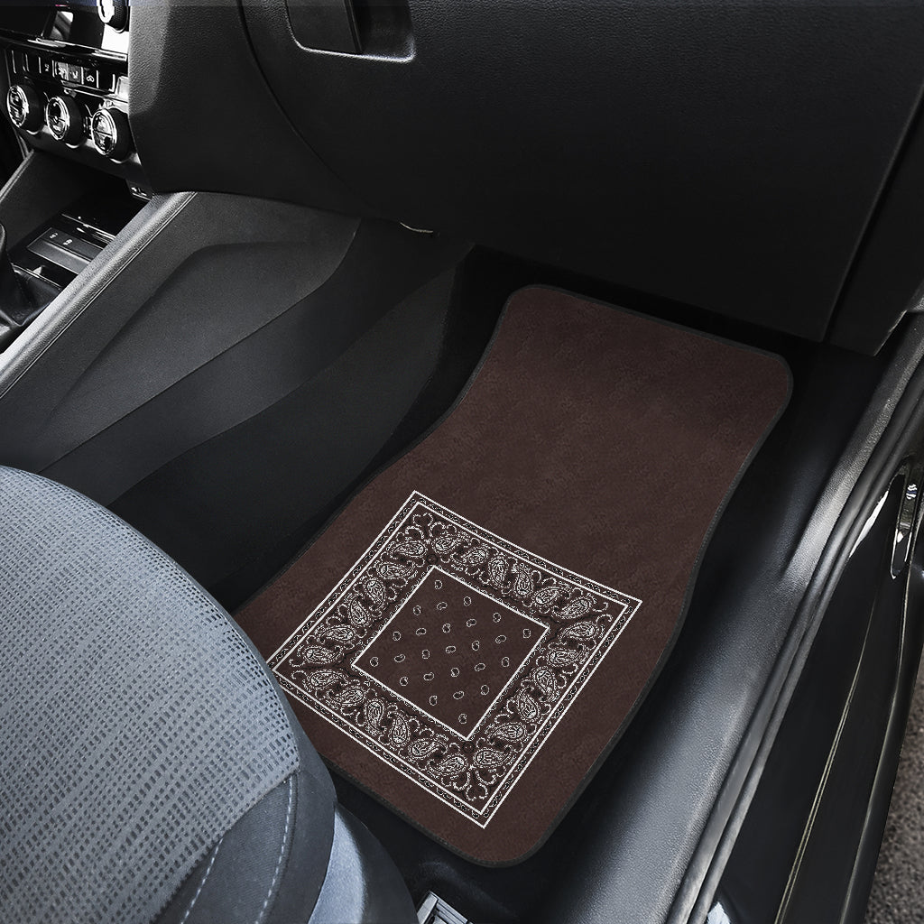 Dual Coffee Brown Bandana Car Mats - Minimal